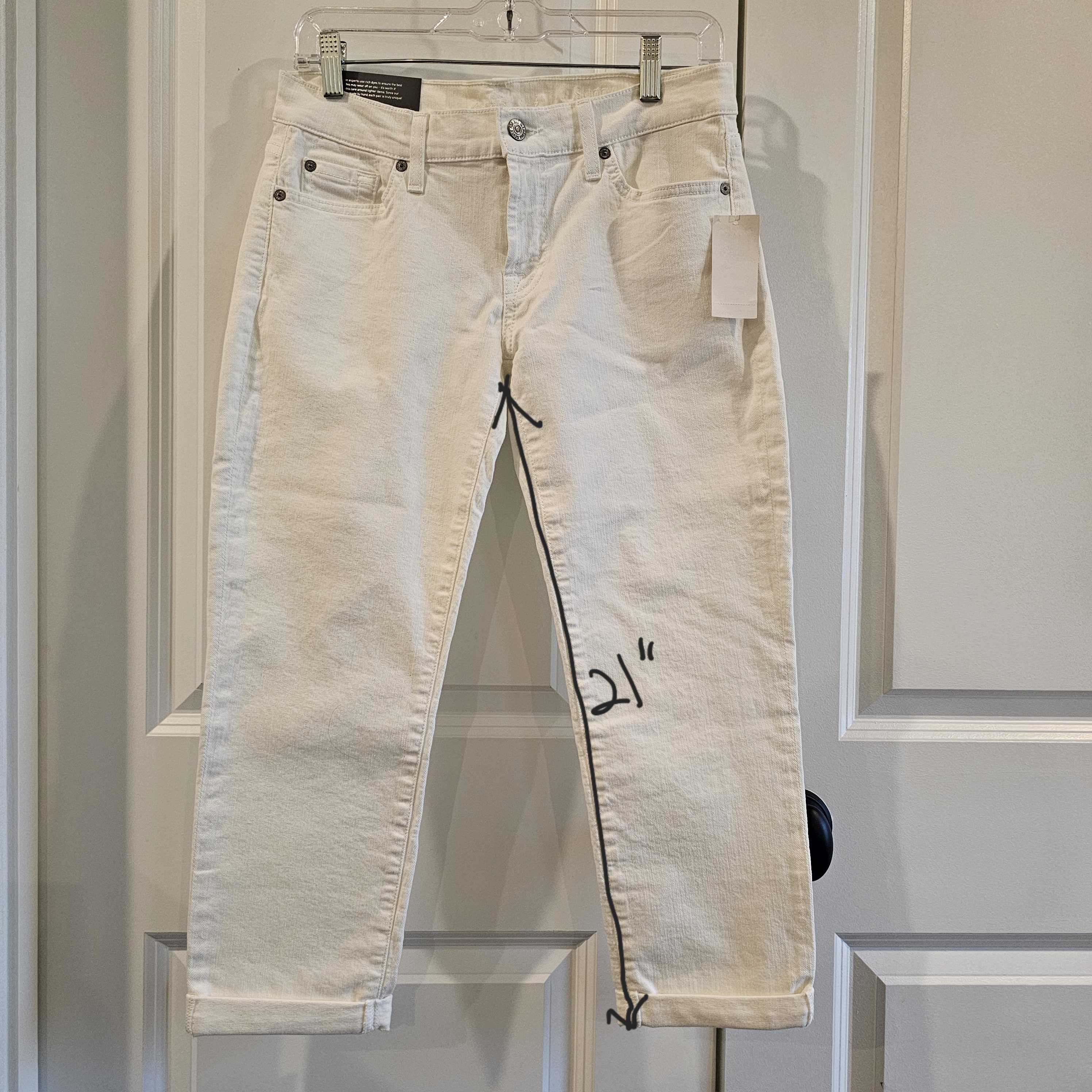 7 For All Mankind Women's Cream Skinny Jeans